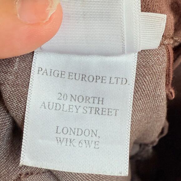 PAIGE Mayslie Transcend Denim Weekender Jogger 27" Chicory Coffee Luxe Coating - Picture 15 of 16